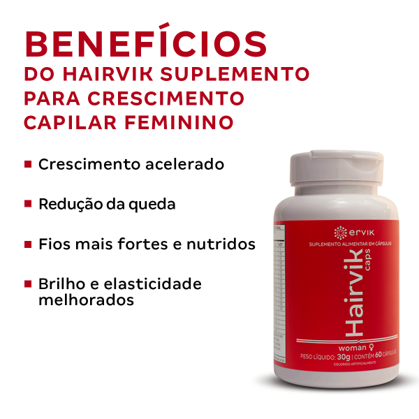 Hairvik Suplemento para Crescimento Capilar Feminino