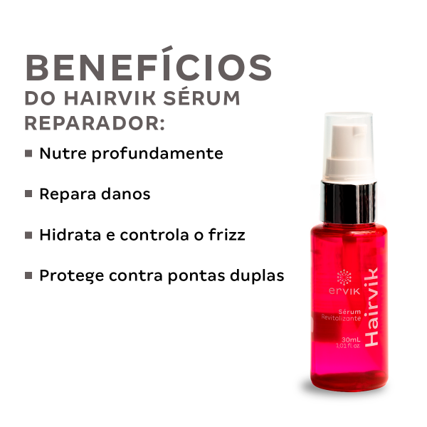 Kit Tônico Capilar Hairvik Feminino e Hairvik Sérum Reparador